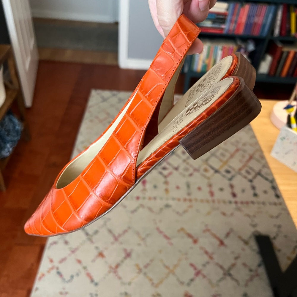Vince Camuto Orange Croc-Embossed Flats - Picture 8 of 9